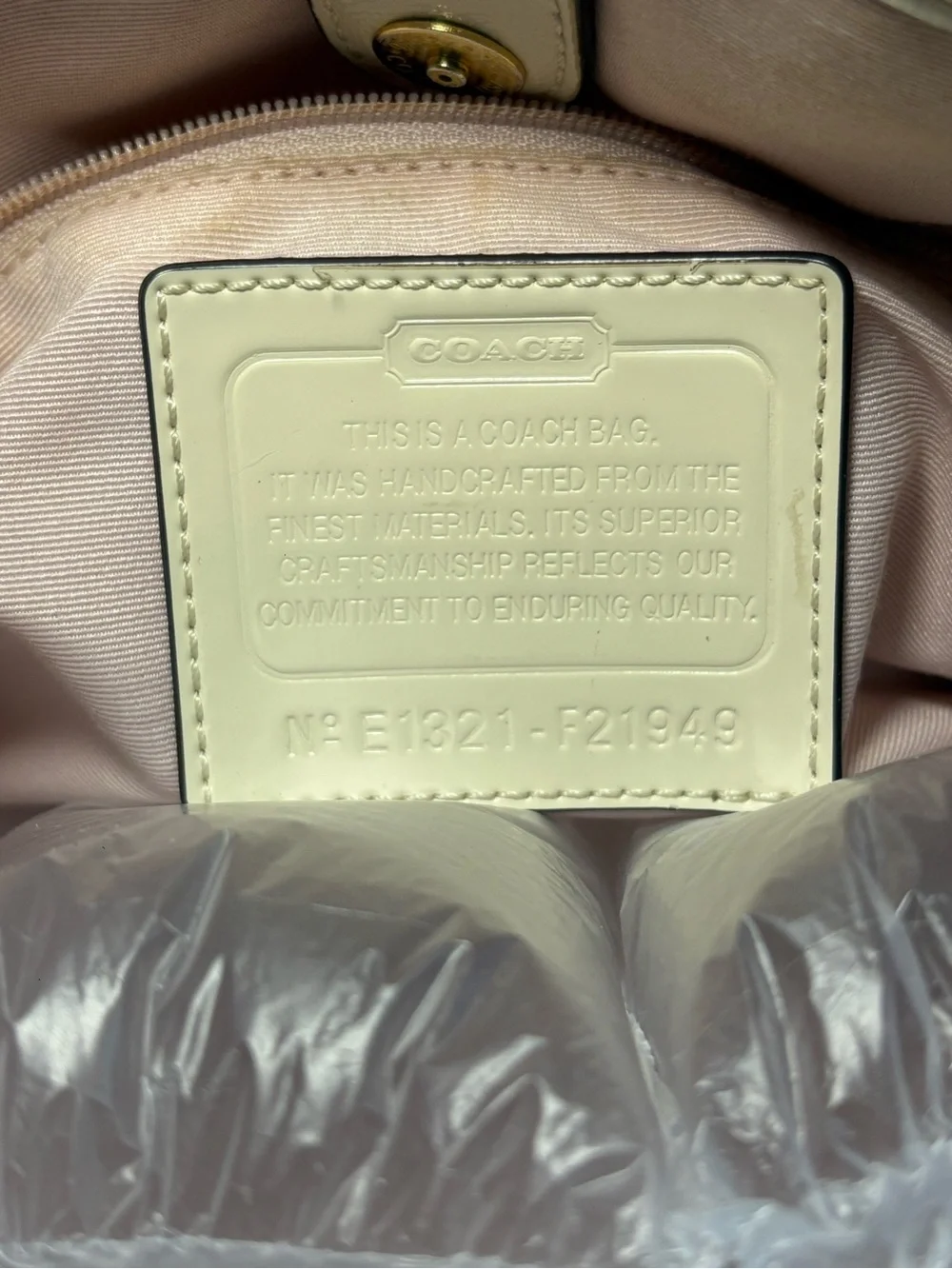 Coach Beige Signature Canvas Tote with Cream Trim